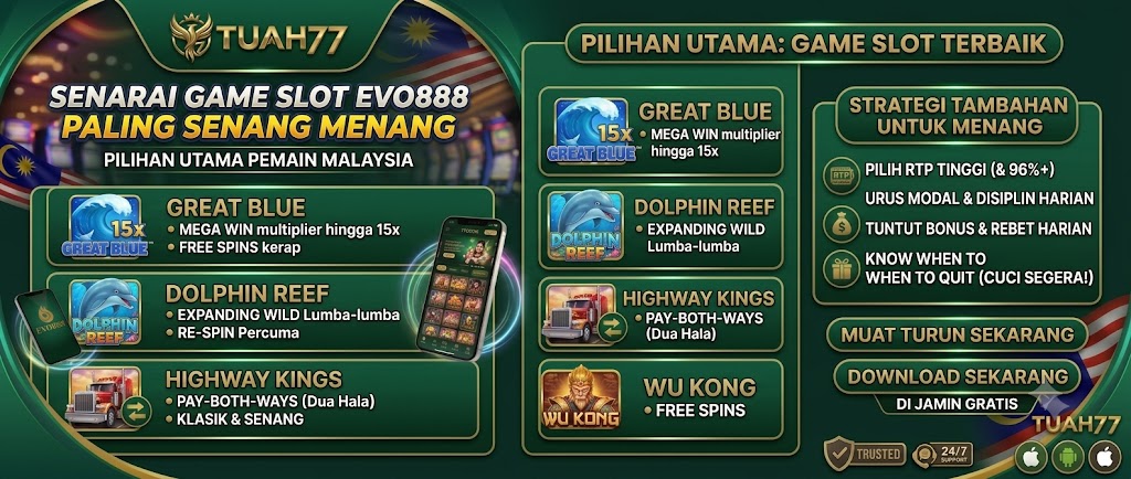 Senarai Game Slot Evo888 Paling Senang Menang